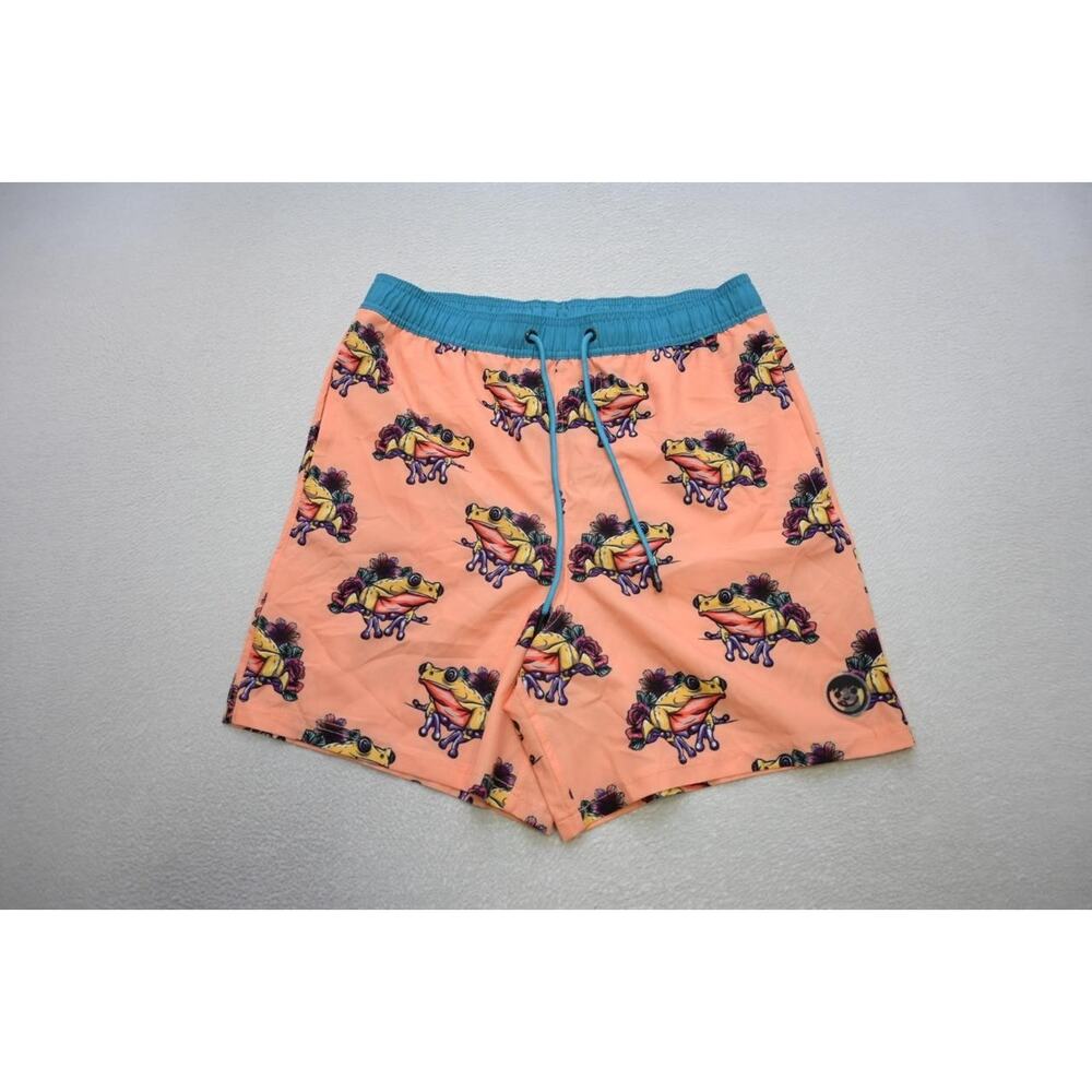 Neff Swim Trunks Mens‎ Large Multicolor Trippy Frog Rave Surf Shorts Good